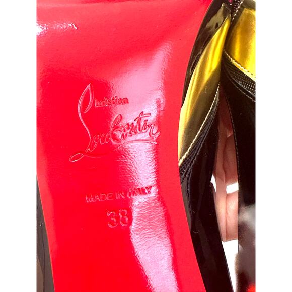 Christian Louboutin Astrogirl Patent Colorblock Heels Black Pink Gold 38 - Picture 10 of 15
